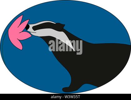 Badger riechende Blume, Illustration, Vektor auf weißem Hintergrund. Stock Vektor