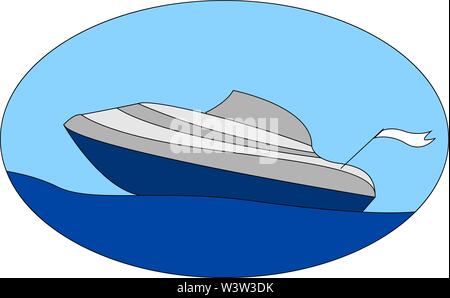 Boot auf einer großen Welle, Illustration, Vektor auf weißem Hintergrund. Stock Vektor