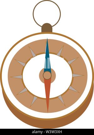 Kompass mit Griff, Illustration, Vektor auf weißem Hintergrund. Stock Vektor