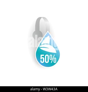 Vektor blue water Drop shape Wobbler mockup mit transparenten Streifen auf weißem Hintergrund. Verkauf Nachricht Vorlage für Ihre hängenden Regal tag Design. Stock Vektor