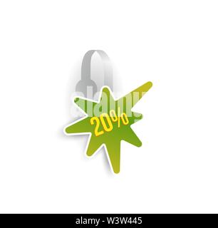 Vector grün blob Form wobbler Mockup mit transparenten Streifen auf weißem Hintergrund. Verkauf Nachricht Vorlage für Ihre hängenden Regal tag Design. Stock Vektor