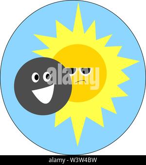 Sonne und Mond, Illustration, Vektor auf weißem Hintergrund. Stock Vektor