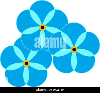 Blaue Blumen, Illustration, Vektor auf weißem Hintergrund. Stock Vektor