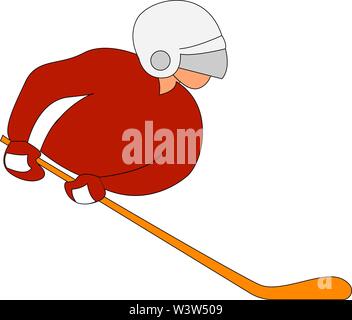 Hockey Player auf Eis, Illustration, Vektor auf weißem Hintergrund. Stock Vektor