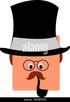 Mann mit Hut, Illustration, Vektor auf weißem Hintergrund. Stock Vektor