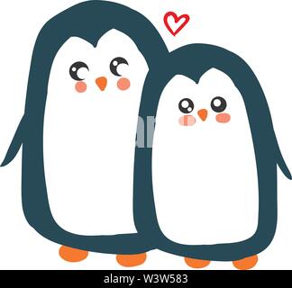 Pinguin in Liebe, Illustration, Vektor auf weißem Hintergrund. Stock Vektor