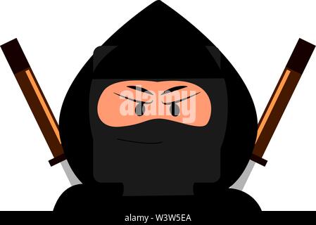 Wütend Ninja, Illustration, Vektor auf weißem Hintergrund. Stock Vektor