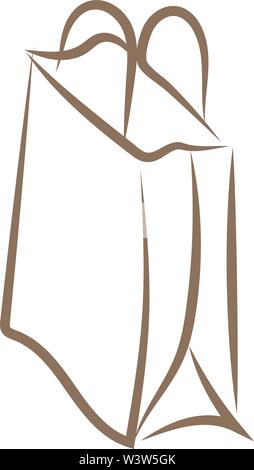 Papiertüte Zeichnen, Illustration, Vektor auf weißem Hintergrund. Stock Vektor