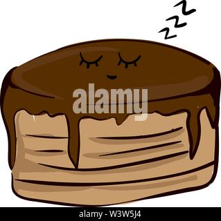 Sleepy Pfannkuchen, Illustration, Vektor auf weißem Hintergrund. Stock Vektor