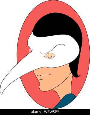 Mann mit Arzt Maske, Illustration, Vektor auf weißem Hintergrund. Stock Vektor