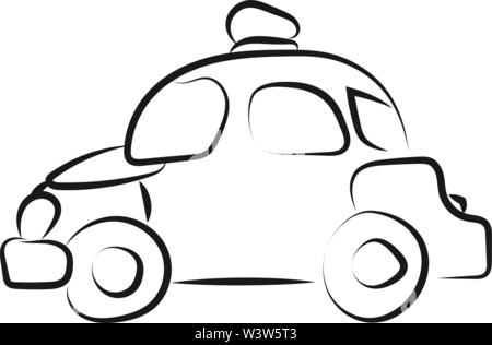 Polizei Auto Zeichnung, Illustration, Vektor auf weißem Hintergrund. Stock Vektor