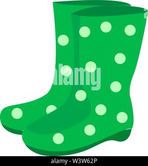 Grüne Gummistiefel, Illustration, Vektor auf weißem Hintergrund. Stock Vektor