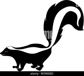 Skunk mit grossen Schwanz, Illustration, Vektor auf weißem Hintergrund. Stock Vektor