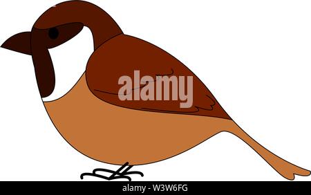 Spatz Vogel, Illustration, Vektor auf weißem Hintergrund. Stock Vektor