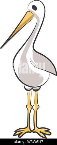 Ständigen Stork, Illustration, Vektor auf weißem Hintergrund. Stock Vektor