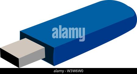 Blau USB-Laufwerk, Illustration, Vektor auf weißem Hintergrund. Stock Vektor