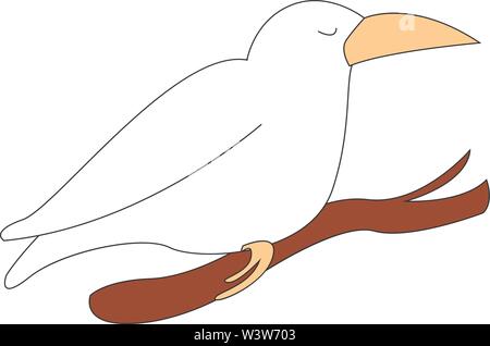 Weiße Krähe Vogel, Illustration, Vektor auf weißem Hintergrund. Stock Vektor