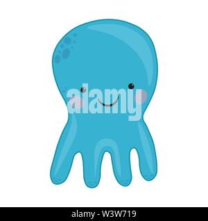 Marine Einwohner. Octopus cartoon Vector Illustration. blau cute Octopus Illustration für Kinder und Babys. Meer Kreatur. Stock Vektor