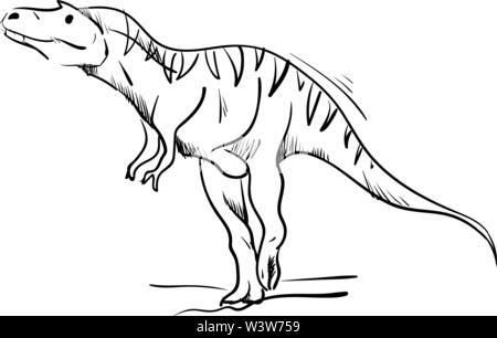 Dinosour Zeichnung, Illustration, Vektor auf weißem Hintergrund. Stock Vektor