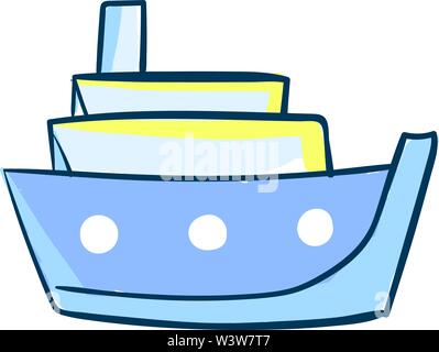 Blau großes Schiff, Illustration, Vektor auf weißem Hintergrund. Stock Vektor