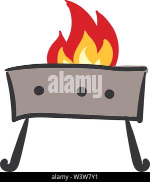 Brazier auf Feuer, Illustration, Vektor auf weißem Hintergrund. Stock Vektor