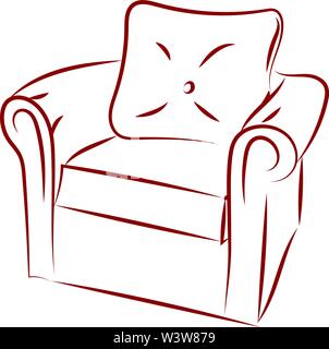 Sessel Zeichnung, Illustration, Vektor auf weißem Hintergrund. Stock Vektor