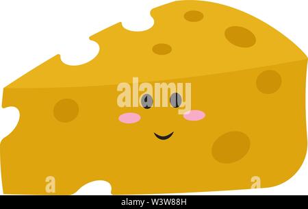 Cute Käse mit Augen, Illustration, Vektor auf weißem Hintergrund. Stock Vektor