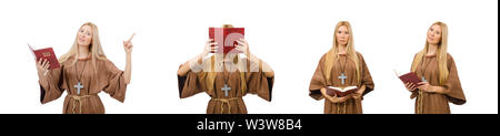 Die weibliche Gebet isoliert auf weißem Stockfoto