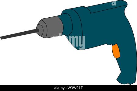 Blau Bohrer, Illustration, Vektor auf weißem Hintergrund. Stock Vektor