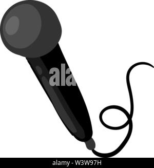 Schwarzes Mikrofon, Illustration, Vektor auf weißem Hintergrund. Stock Vektor