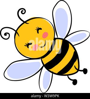 Süße kleine Biene, Illustration, Vektor auf weißem Hintergrund. Stock Vektor