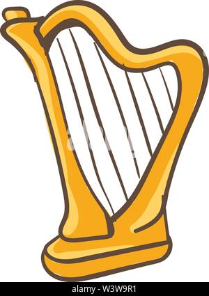 Schöne Harfe, Illustration, Vektor auf weißem Hintergrund. Stock Vektor