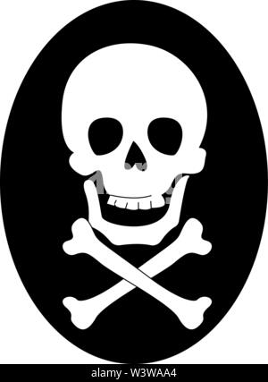 Totenkopf mit Knochen, Illustration, Vektor auf weißem Hintergrund. Stock Vektor