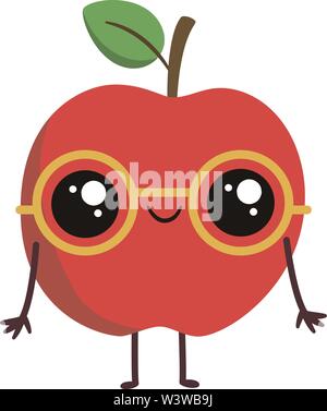 Nerd apple, Illustration, Vektor auf weißem Hintergrund. Stock Vektor