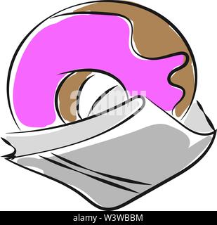 Donut in Papier, Illustration, Vektor auf weißem Hintergrund. Stock Vektor