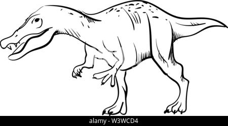 Gefahr Dinosaurier Zeichnen, Illustration, Vektor auf weißem Hintergrund. Stock Vektor