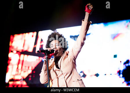 Grugliasco, Italien. 17. Juli, 2019. Der amerikanische Sänger und Songwriter Macy Gray führt live auf der Gruvillage 105 Festival am 18. Juli 2019, in Grugliasco. Credit: Alessandro Bosio/Pacific Press/Alamy leben Nachrichten Stockfoto