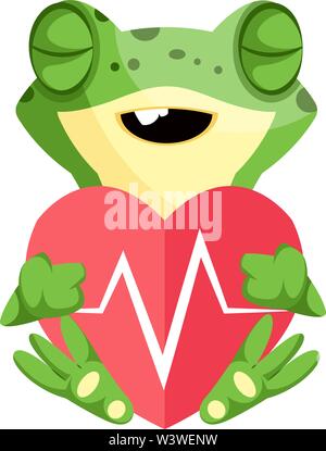Cute frog cartoon Maskottchen in Liebe, Herzen, Illustration, Vektor auf weißem Hintergrund. Stock Vektor