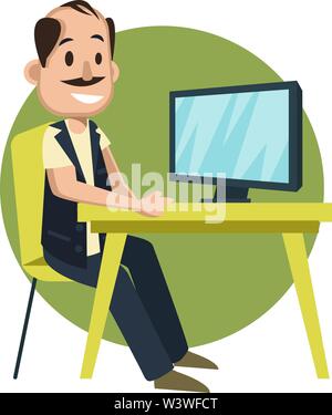 Man Fernsehen, Illustration, Vektor auf weißem Hintergrund. Stock Vektor