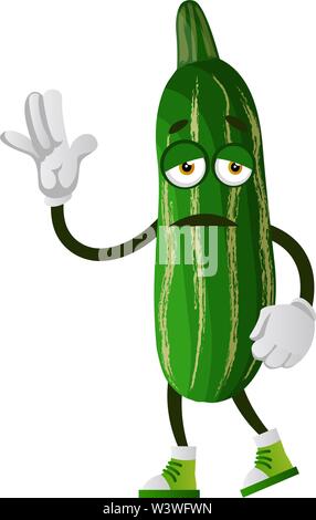 Müde, Gurke, Illustration, Vektor auf weißem Hintergrund. Stock Vektor