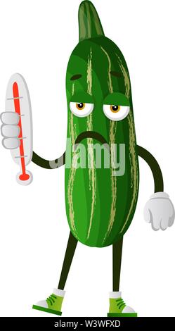 Sick Gurke, Illustration, Vektor auf weißem Hintergrund. Stock Vektor