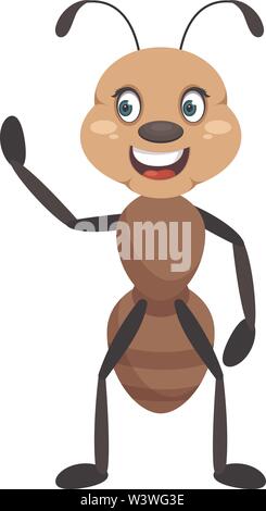 Ant winken, Illustration, Vektor auf weißem Hintergrund. Stock Vektor