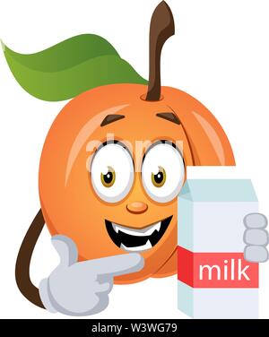 Mit Milch, Illustration, Vektor auf weißem Hintergrund Apricot. Stock Vektor