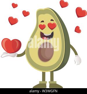 Süße Avocado in der Liebe. Grüne Früchte paar, niedlich vegetarische  romantische Essen. Cartoon Valentinstag Zeichen mit Herzen genaue  Vektorkarte Stock-Vektorgrafik - Alamy