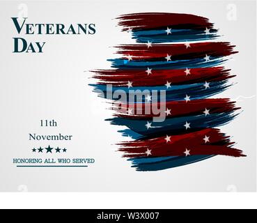 Banner von Happy Veterans Day holiday Flagge anmelden Illustration Design über einen weißen Hintergrund. Vector Illustration. Stock Vektor