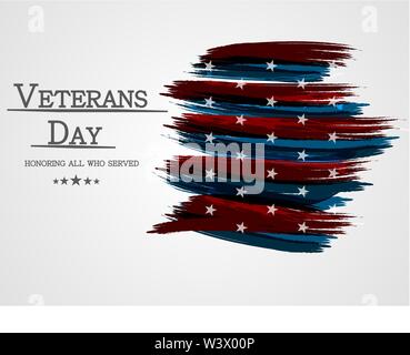 Banner von Happy Veterans Day holiday Flagge anmelden Illustration Design über einen weißen Hintergrund. Vector Illustration. Stock Vektor