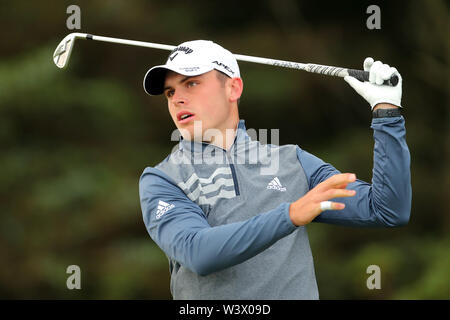 England's Thomas Thurloway T-Stücken aus dem 5. Tag eines der Open Championship 2019 im Royal Portrush Golf Club. Stockfoto