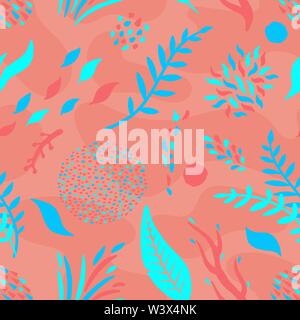 Abstrakte Blattelemente nahtlose Muster wiederholen. Vector Illustration Hintergrund. Für Druck-, Textil-, Web-, Home Decor, Mode, Oberfläche, Grafik Design Stock Vektor