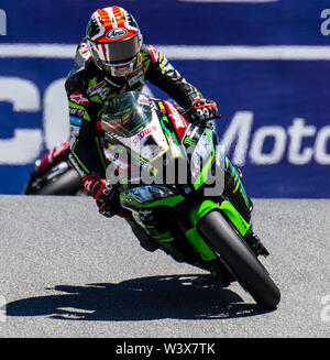 Apr 14, 2019 Monterey, CA, USA #1 Jonathan Rea, der Korkenzieher während der MOTUL FIM Superbike Weltmeisterschaft Geico US-runde Welt SBK 2. Rennen an Weathertech Raceway Laguna Seca in Monterey, CA Thurman James/CSM Stockfoto