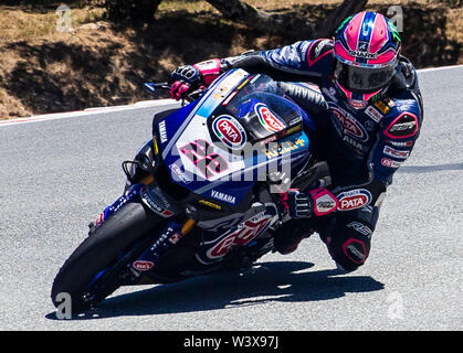 Apr 14, 2019 Monterey, CA, USA # 22 Alex Lowes in Turn 9 während der MOTUL FIM Superbike Weltmeisterschaft Geico US-runde Welt SBK 2. Rennen an Weathertech Raceway Laguna Seca in Monterey, CA Thurman James/CSM Stockfoto